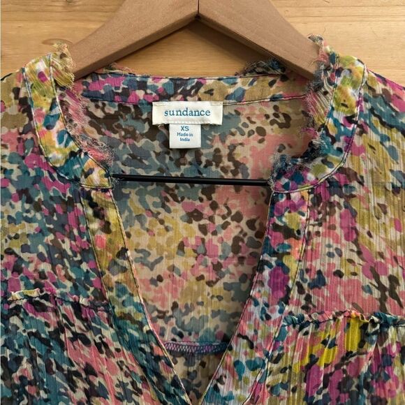 Sundance Size XSmall Cupro Evelina Lined Pleated Relaxed Fit Colorful Blouse - Picture 10 of 11